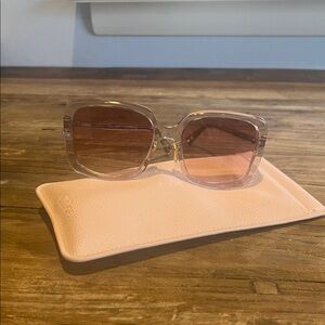 Chloe Clear Frame Sunglasses with Pink Lenses